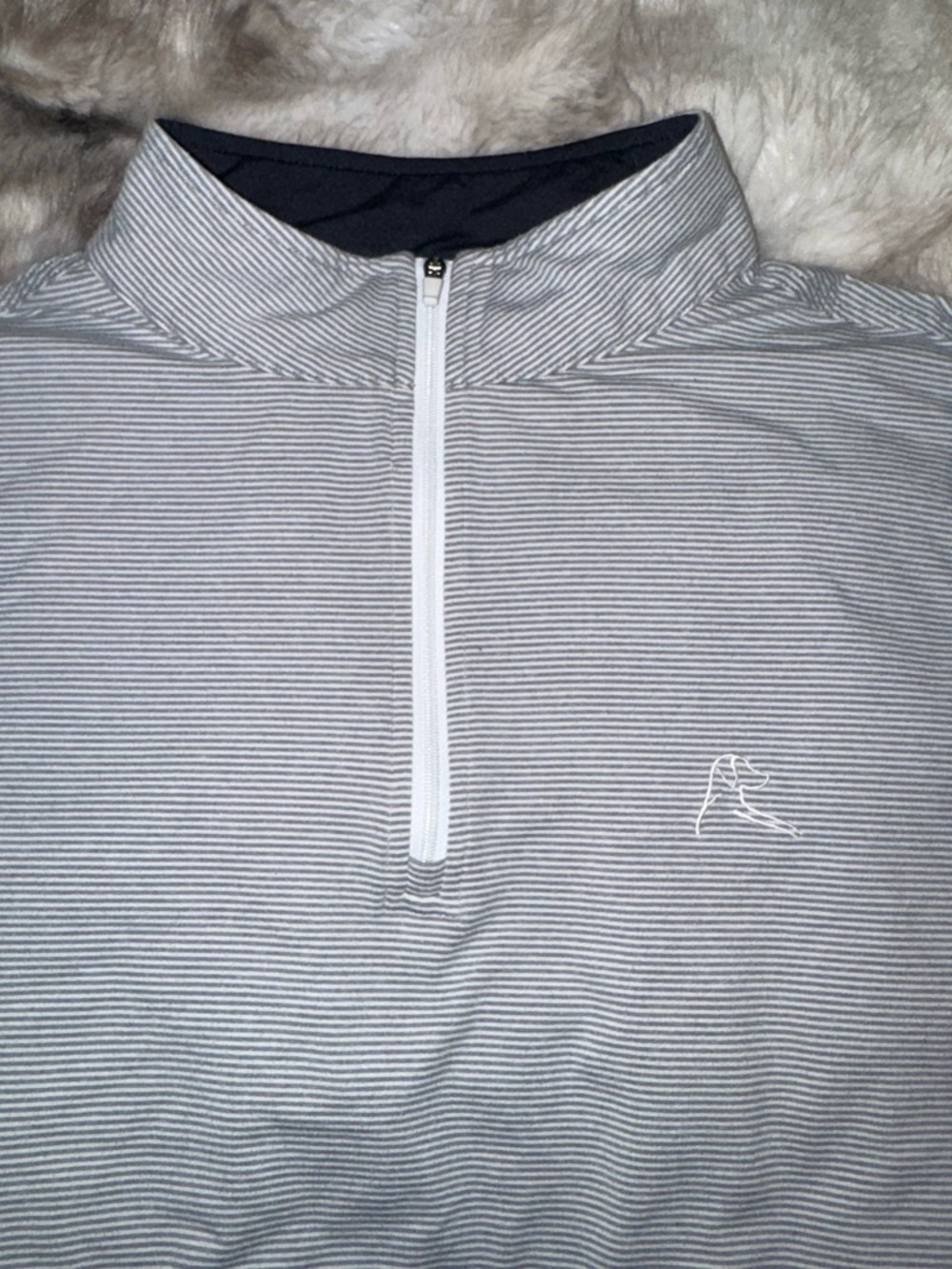 Rhoback Grey & White Striped Quarter Zip - Medium